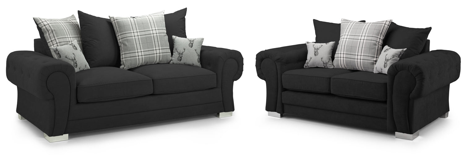 Verona Scatterback Sofa Black 3+2 Set