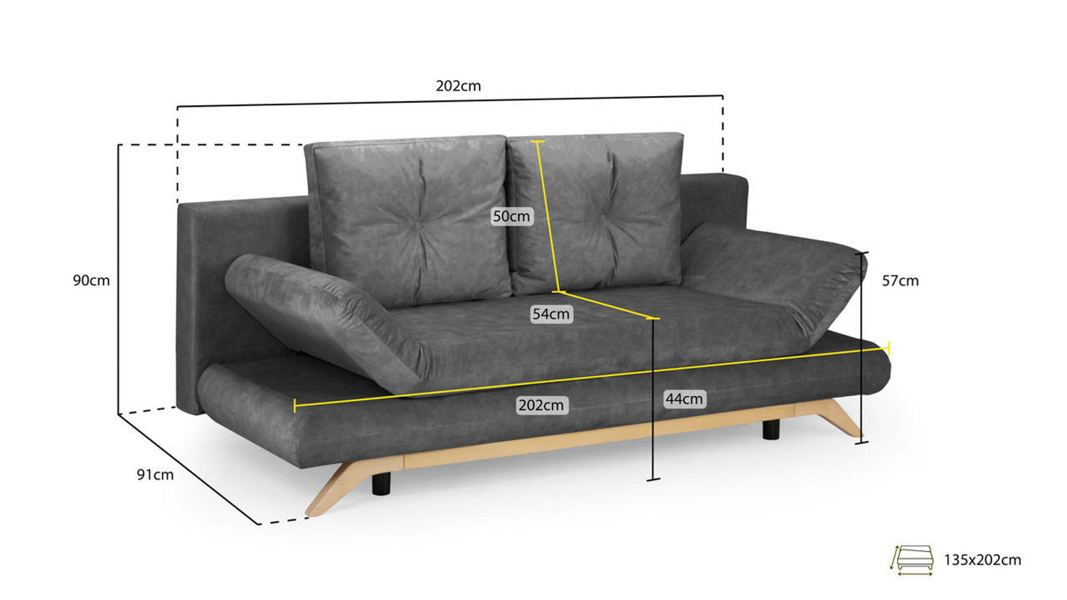 Athell 3 Seater Sofabed CHARCOAL