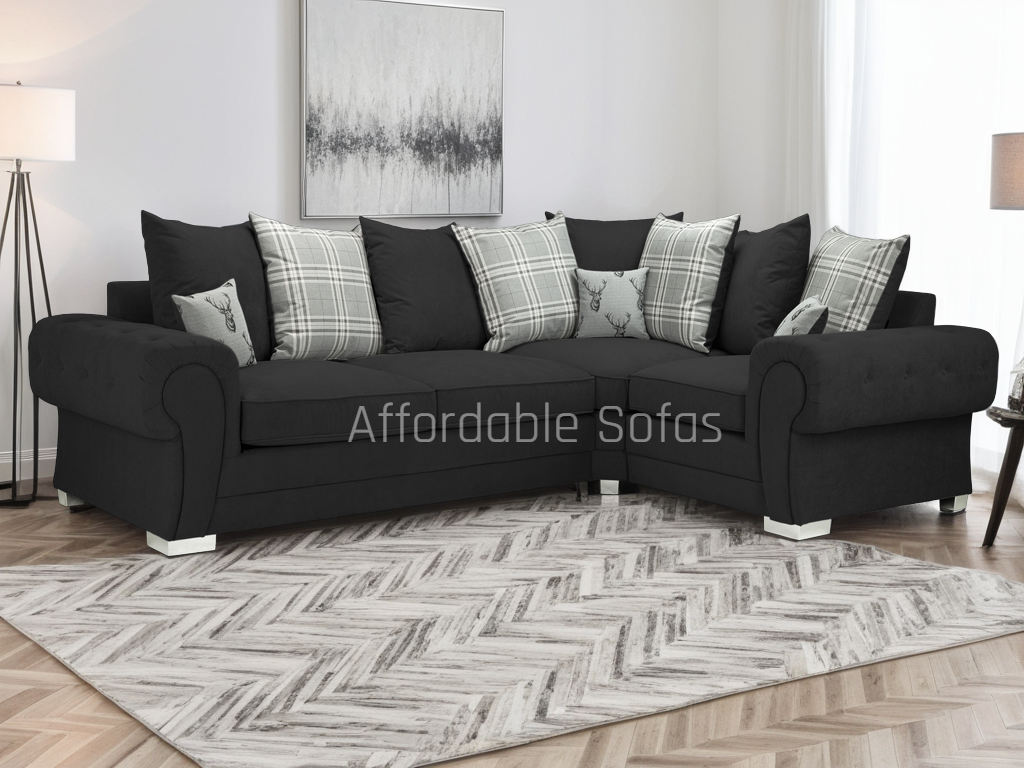 Verona Scatterback Corner Sofa Black