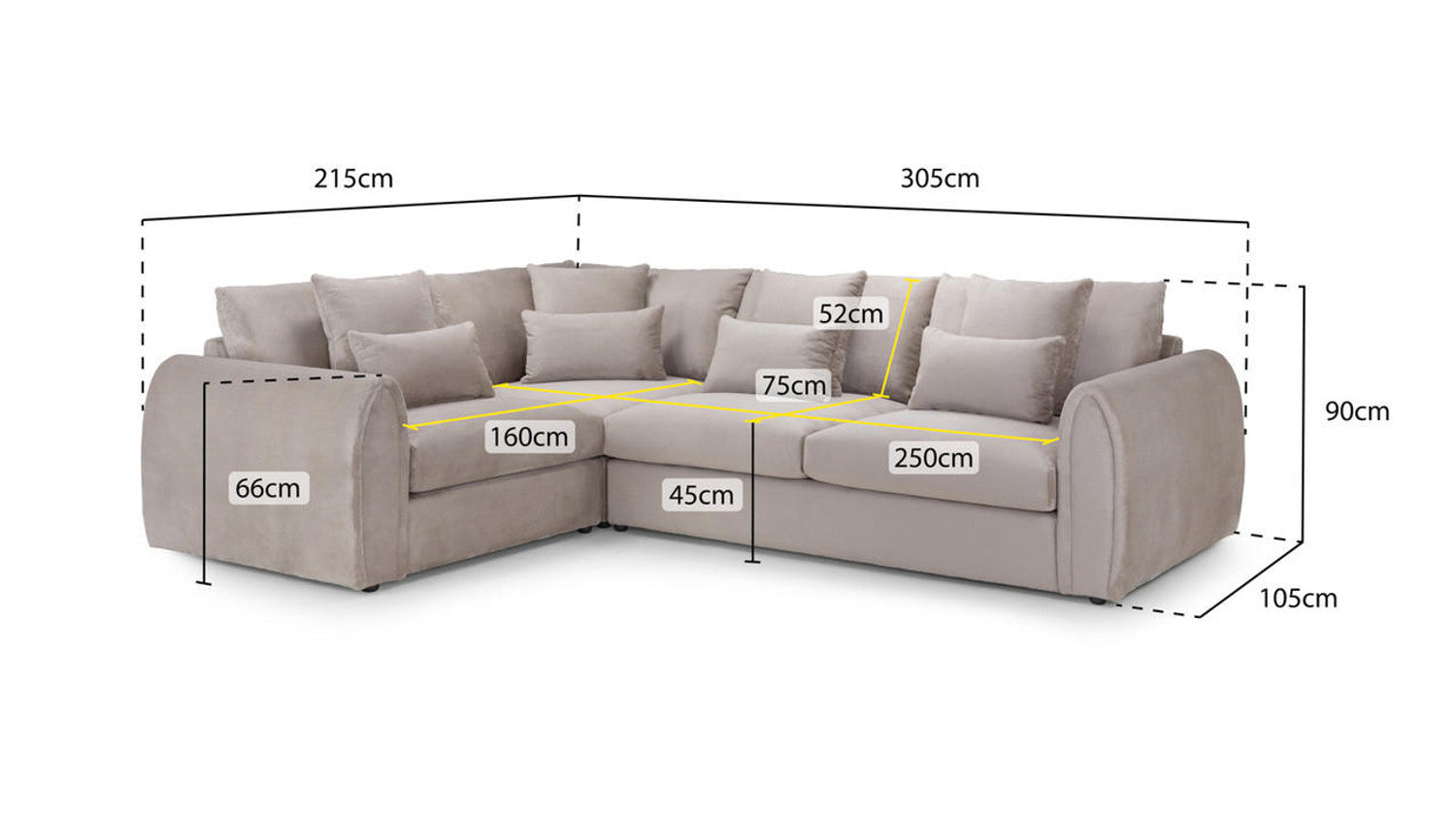 Mirabel Sofa Grey Right Hand Facing Corner